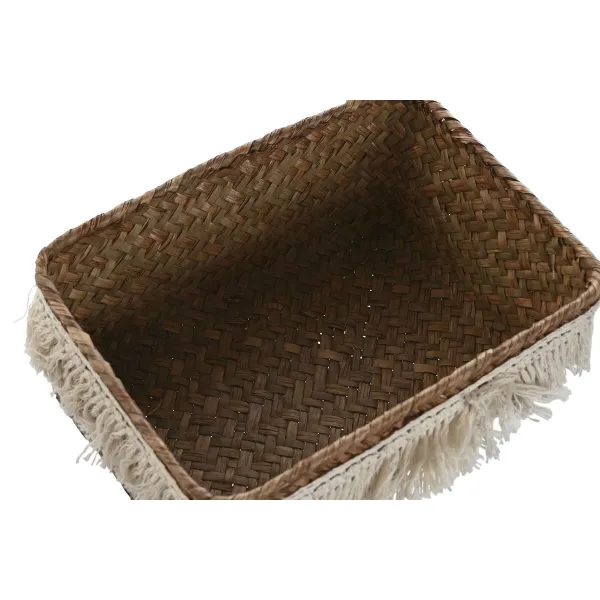 Набор корзин Home ESPRIT Натуральное волокно Boho Изношенный 23 x 17 x 10 cm