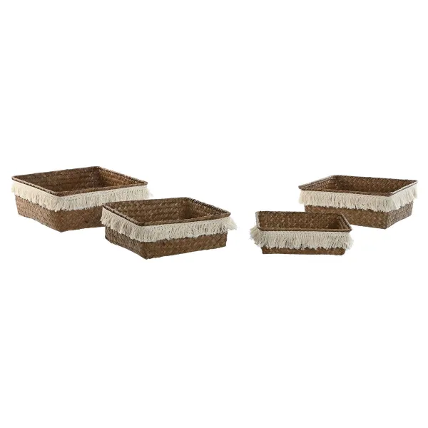 Grozs Home ESPRIT Dabīgā Šķiedra Boho Lietots 26 x 26 x 10 cm