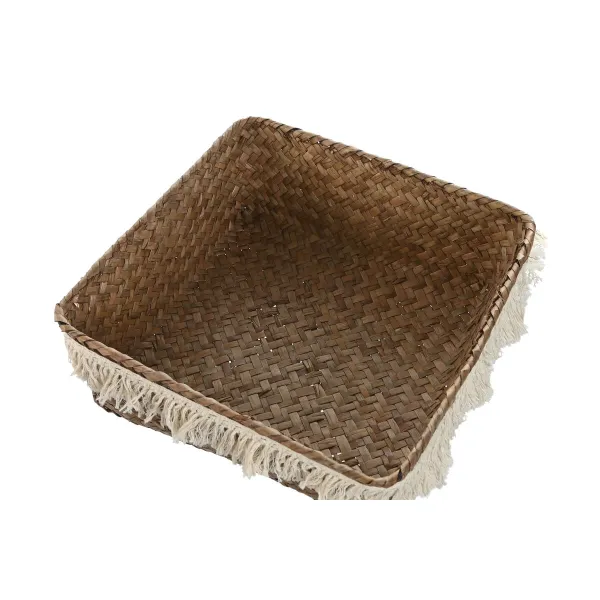 Grozs Home ESPRIT Dabīgā Šķiedra Boho Lietots 26 x 26 x 10 cm