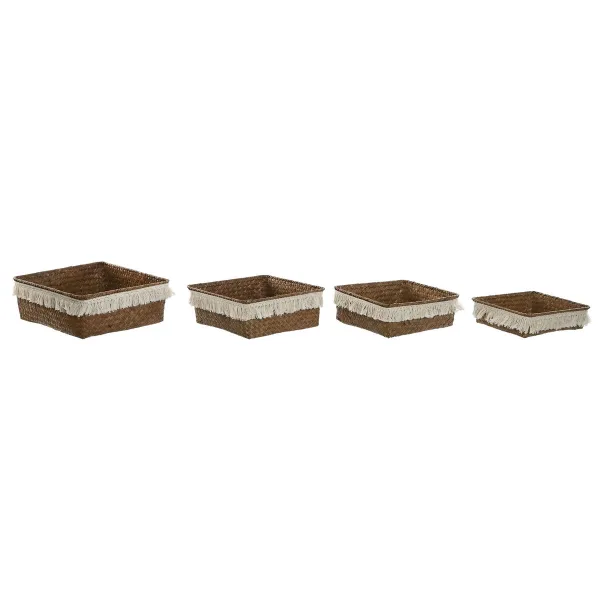 Grozs Home ESPRIT Dabīgā Šķiedra Boho Lietots 26 x 26 x 10 cm