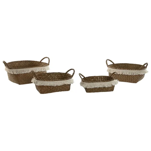 Набор корзин Home ESPRIT Натуральное волокно Boho Изношенный 33 x 25 x 15 cm