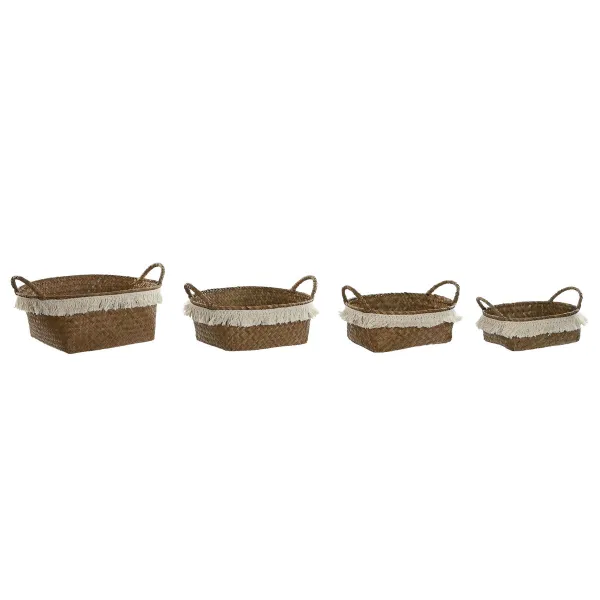 Набор корзин Home ESPRIT Натуральное волокно Boho Изношенный 33 x 25 x 15 cm