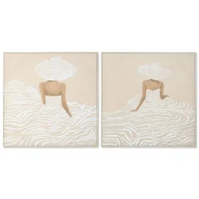 Drobė Home ESPRIT Balta Rusvai gelsva Suknelė Skandinavijos 82,5 x 3,5 x 82,5 cm (2 vnt.)