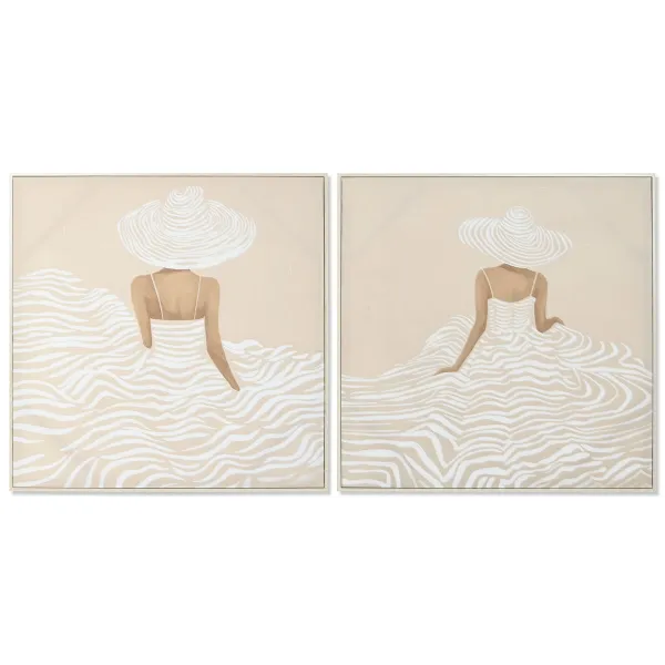 Kangas Home ESPRIT Valkoinen Beige Mekko Skandinaavinen 82,5 x 3,5 x 82,5 cm (2 osaa)