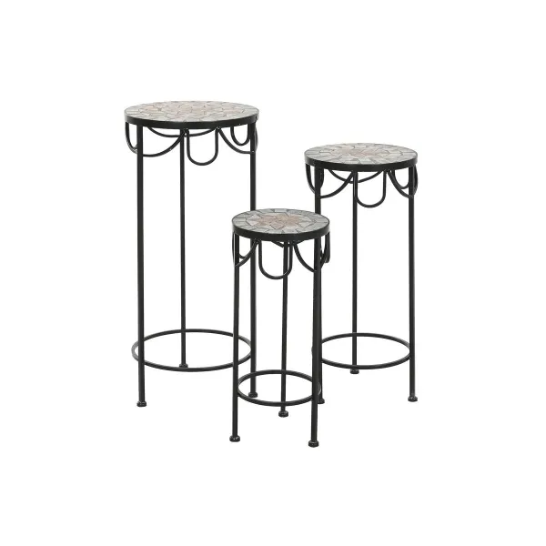 Set of 3 tables Home ESPRIT Black 30 x 30 x 69 cm (3 Pieces)