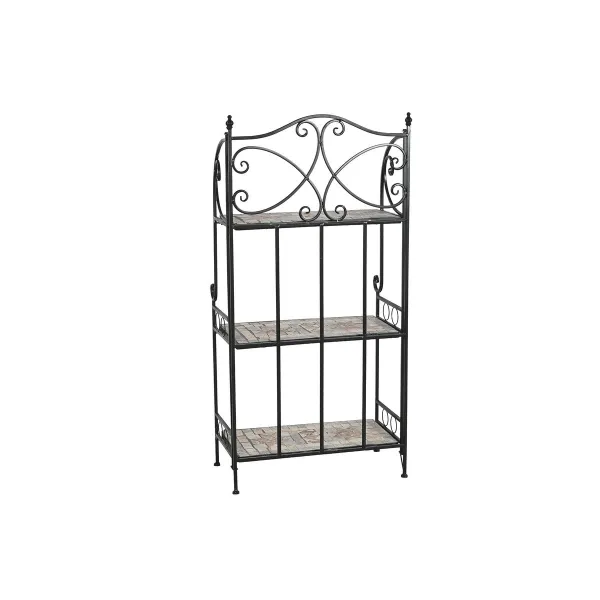 Plaukti Home ESPRIT Melns Daudzkrāsains Keramika Dzelzs konstrukcija 3 Planken 54 x 29 x 121 cm 58 x 31,5 x 117 cm