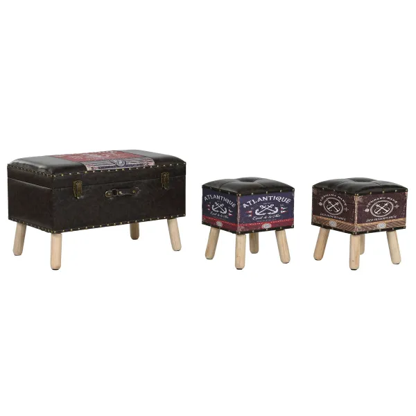 Dėžių rinkinys Home ESPRIT Ruda Spalvotas Poliuretanas Medžio Vintage 70 x 40 x 45 cm (3 vnt.)
