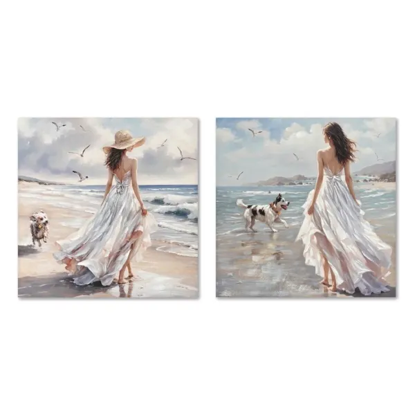 Полотно Home ESPRIT Синий Белый Средиземноморье 80 x 3 x 80 cm (2 штук)