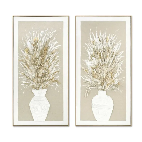 Полотно Home ESPRIT Белый Бежевый Кувшин традиционный 62 x 4,5 x 122 cm (2 штук)