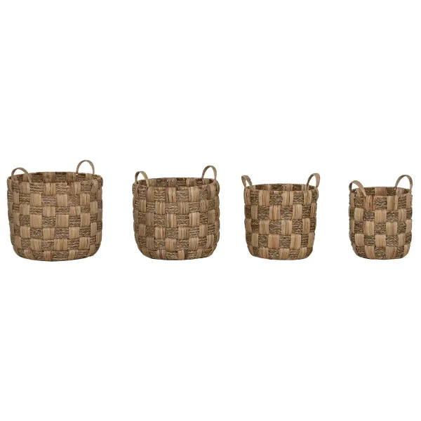Basket set Home ESPRIT Natural Metal Water hyacinth (4 Pieces)