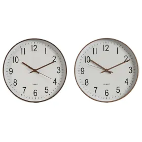 Sienas pulkstenis Home ESPRIT Balts Brūns Dabisks PVC 30 x 4 x 30 cm (2 gb.)
