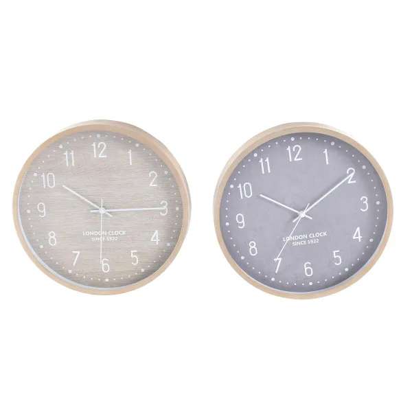 Sieninis laikrodis Home ESPRIT Rusvai gelsva Pilka PVC 30 x 4 x 30 cm (2 vnt.)