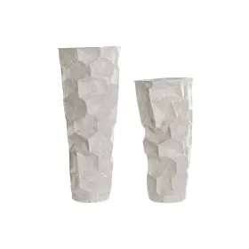 2 Vazų Rinkinys Home ESPRIT Rusvai gelsva Metalinis Šiuolaikiškas 20 x 20 x 48 cm 19 x 19 x 48 cm (2 Dalys)