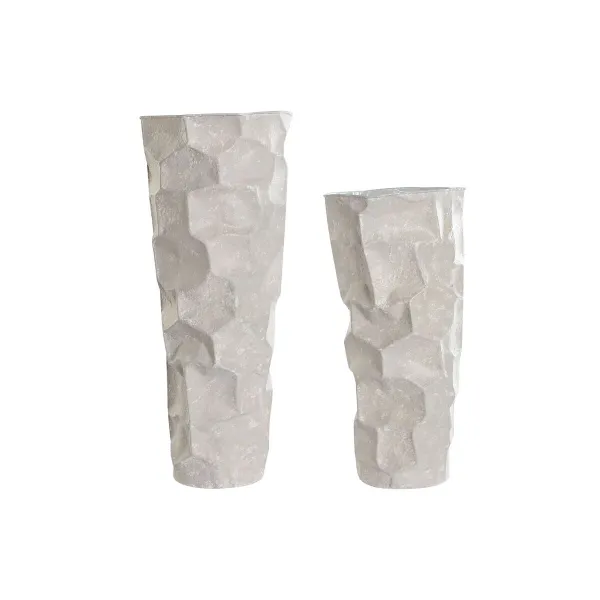 2 Vāzu Komplekts Home ESPRIT Bēšs Metāls Moderns 20 x 20 x 48 cm 19 x 19 x 48 cm (2 Daudzums)