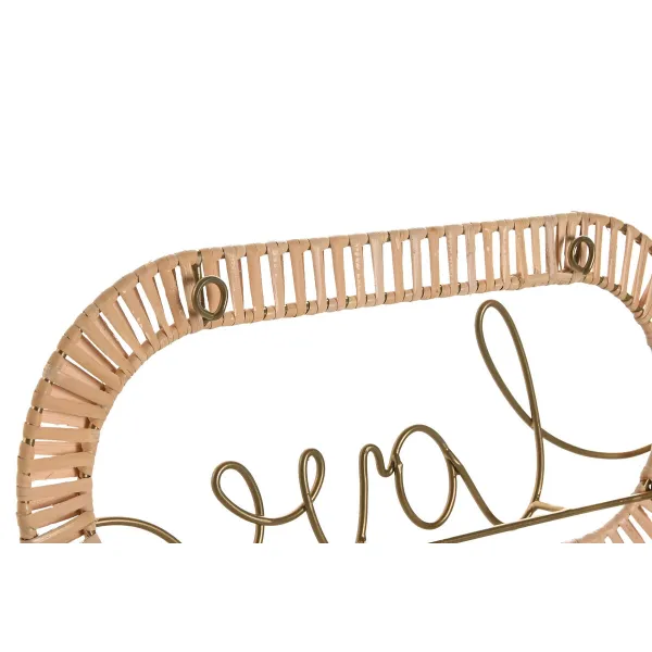 Wall mounted coat hanger Home ESPRIT Kullattu Luonnollinen Metalli Rottinki 40 x 6,4 x 28,6 cm (2 osaa)