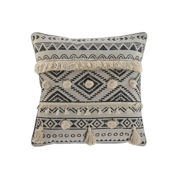 Cushion Home ESPRIT White Black Boho 45 x 8 x 45 cm