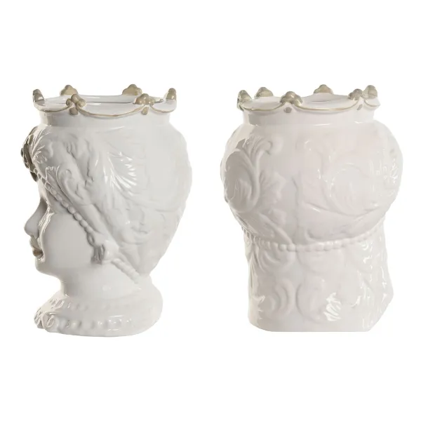 Kabantis šviestuvas Home ESPRIT Balta Rusvai gelsva Porcelianas 15 x 15 x 26.5 cm (2 vnt.)