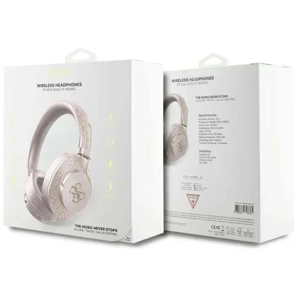 Guess Metal 4G Logo - Wireless Over-Ear Bluetooth Headphones ENC (pink)