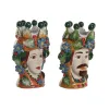 Planter Home ESPRIT Green Multicolour Porcelain 20 x 20 x 32 cm (2 Units)