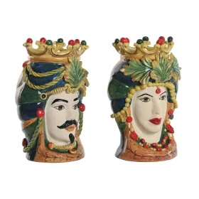 Подставка под цветочный горшок Home ESPRIT Зеленый Разноцветный Фарфор 20 x 20 x 29 cm (2 штук)