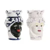 stādītājs Home ESPRIT Zils Balts Melns Porcelāns 12 x 12 x 20 cm (2 gb.)