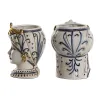 stādītājs Home ESPRIT Zils Balts Bronza Porcelāns 15 x 15 x 26 cm (2 gb.)