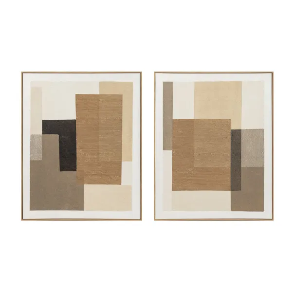 Drobė Home ESPRIT Ruda Rusvai gelsva Abstraktus Miesto 80 x 4,5 x 100 cm 82 x 4,5 x 101 cm (2 vnt.)