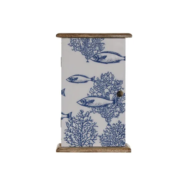 Avainkaappi Home ESPRIT Sininen Valkoinen Luonnollinen 18 x 7,5 x 28 cm
