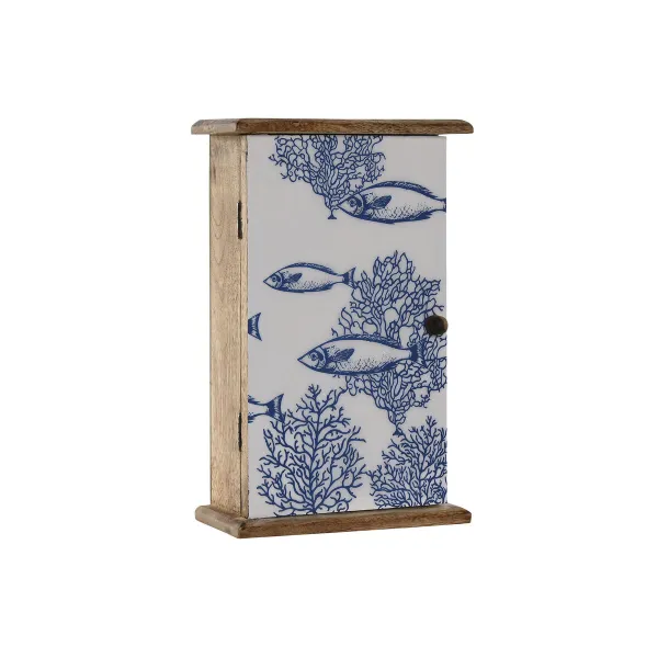 Avainkaappi Home ESPRIT Sininen Valkoinen Luonnollinen 18 x 7,5 x 28 cm