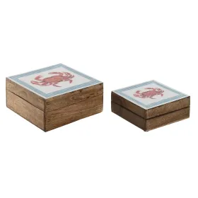 Lādīte Home ESPRIT Daudzkrāsains Mango koks 17,5 x 17,5 x 8 cm (2 gb.)