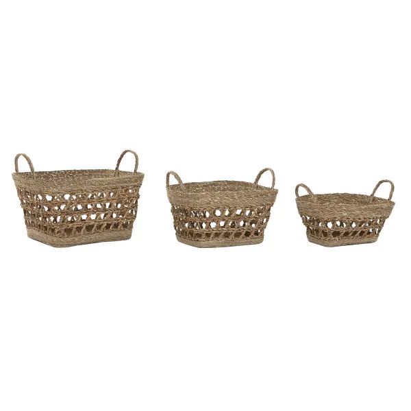 Набор корзин Home ESPRIT Морская трава Тропический 45 x 35 x 35 cm