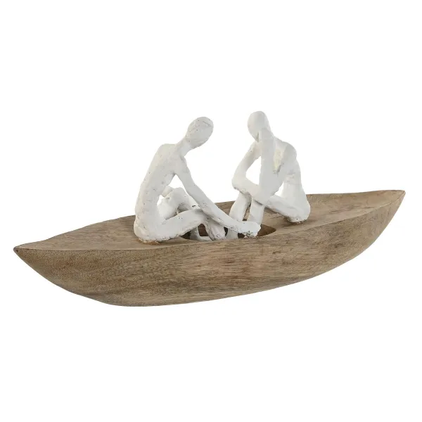 Dekoratīvās figūriņas Home ESPRIT Balts Dabisks Kuģis Vidusjūra 42 x 14 x 16 cm