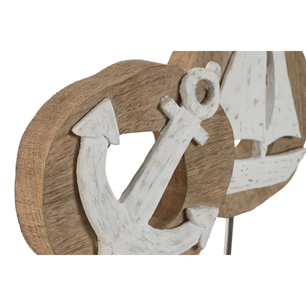 Dekoratyvinė figūrėlė Home ESPRIT Balta Natūralus Inkaras Laivas Viduržemio 19 x 10 x 38 cm (2 vnt.)