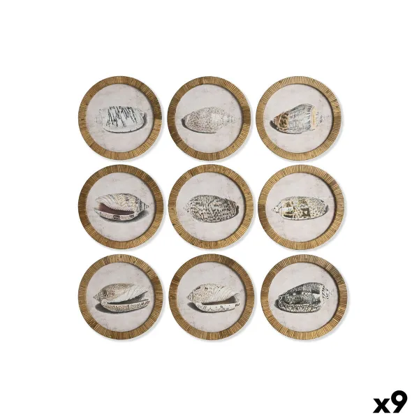 Картина Home ESPRIT Стеклянный ротанг 30 x 2 x 30 cm (9 штук)