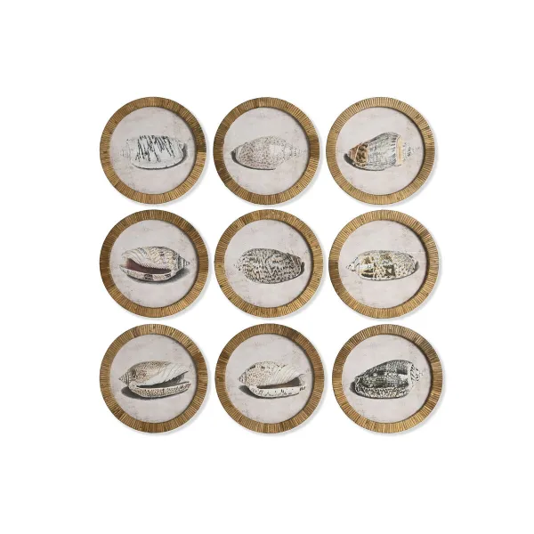Картина Home ESPRIT Стеклянный ротанг 30 x 2 x 30 cm (9 штук)
