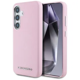 Karl Lagerfeld Saffiano Full Wrapped Elongated Metal Logo MagSafe - Case for Samsung Galaxy S25 (pink)