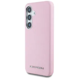 Karl Lagerfeld Saffiano Full Wrapped Elongated Metal Logo MagSafe - Case for Samsung Galaxy S25 (pink)