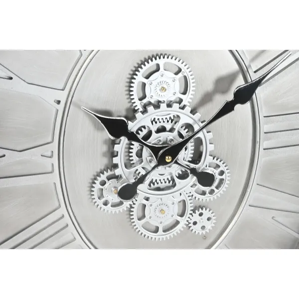 Wall Clock Home ESPRIT Silver Natural Metal Crystal Pine 50 x 8 x 68 cm