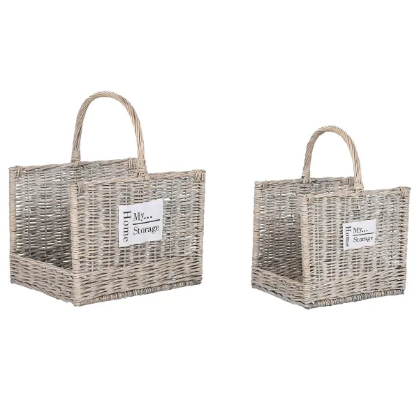Halkopukki Home ESPRIT Luonnollinen korihuonekalut 47 x 35 x 54 cm (2)