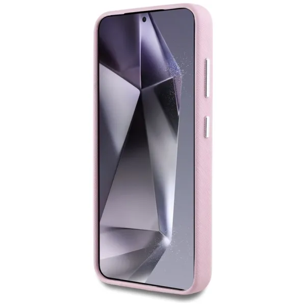 Karl Lagerfeld Saffiano Full Wrapped Elongated Metal Logo MagSafe - Case for Samsung Galaxy S25 (pink)