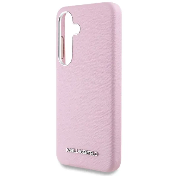 Karl Lagerfeld Saffiano Full Wrapped Elongated Metal Logo MagSafe - Case for Samsung Galaxy S25 (pink)