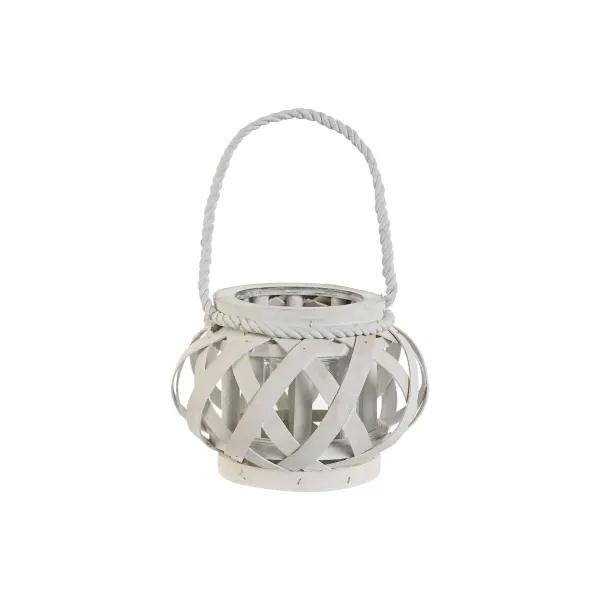 Candleholder Home ESPRIT White Wood Crystal 18 x 18 x 13 cm