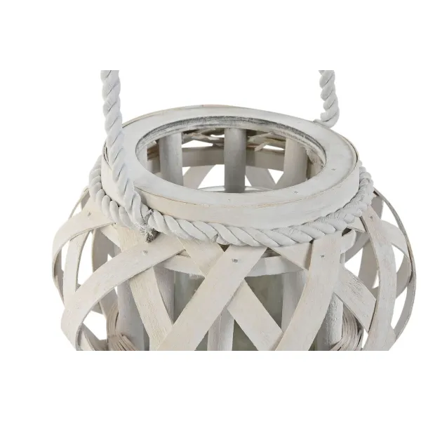 Candleholder Home ESPRIT White Wood Crystal 18 x 18 x 13 cm