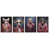 Canvas Home ESPRIT Blue Red Animal Lacquered 52,5 x 2,8 x 72,5 cm 52,5 x 3 x 73 cm (4 Units)