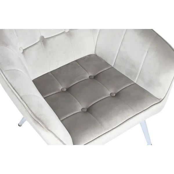Nojatuoli Home ESPRIT Harmaa Kerma Kullattu Hopeinen Polyesteri Metalli 74 x 74 x 90 cm 74 x 67 x 90 cm