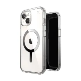 Speck Presidio Perfect-Clear MagSafe - iPhone 17e / 16e / 15 / 14 / 13 Case (Clear / Chrome Finish / Serene Silver)