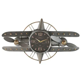 Seinäkello Home ESPRIT Kullattu Hopeinen Metalli Lentokone Vintage 77,5 x 15 x 46 cm