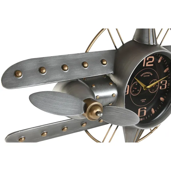 Wall Clock Home ESPRIT Golden Silver Metal Aeroplane Vintage 77,5 x 15 x 46 cm