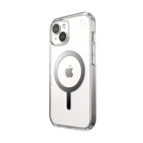 Speck Presidio Perfect-Clear MagSafe - iPhone 17e / 16e / 15 / 14 / 13 Case (Clear / Chrome Finish / Serene Silver)