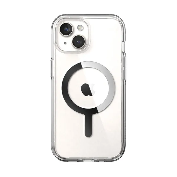 Speck Presidio Perfect-Clear MagSafe - iPhone 17e / 16e / 15 / 14 / 13 Case (Clear / Chrome Finish / Serene Silver)